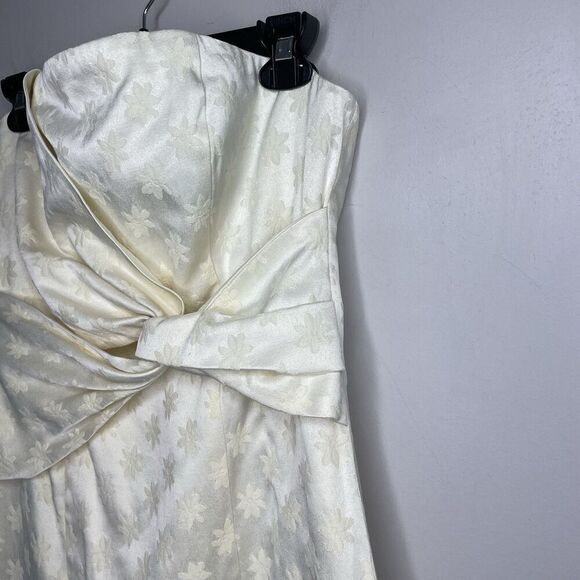 C/MEO Collective Elate Midi Dress Women Large Pale Yellow Floral Brocade Sheath - Picture 4 of 13